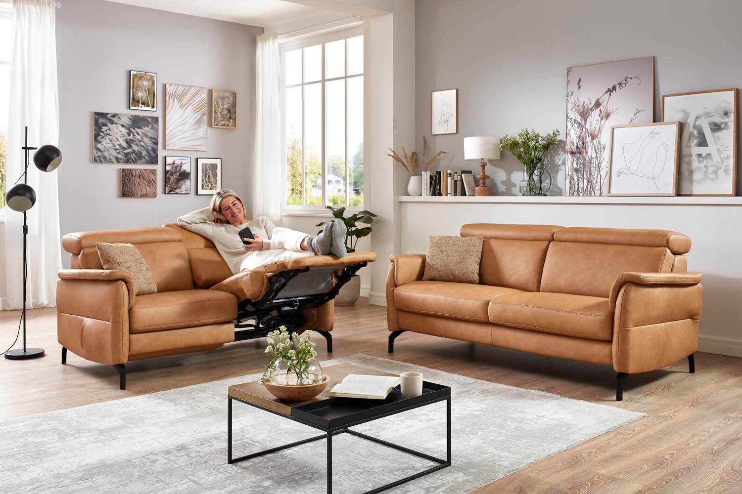 Leder 2-Sitzer Sofa mit Federkern
