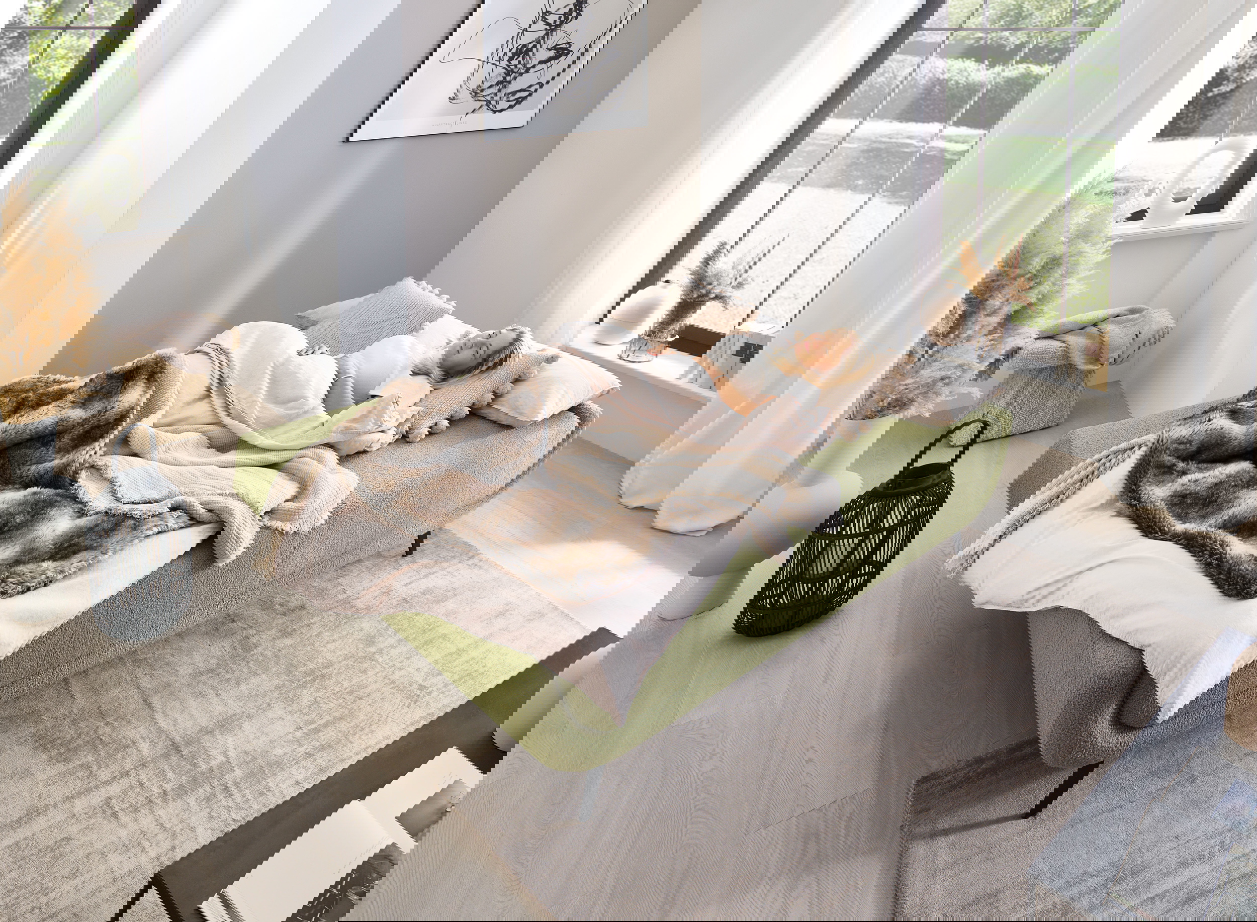 Schlafsofa Xally inkl. Schlaffunktion und Bettkasten in Stoff