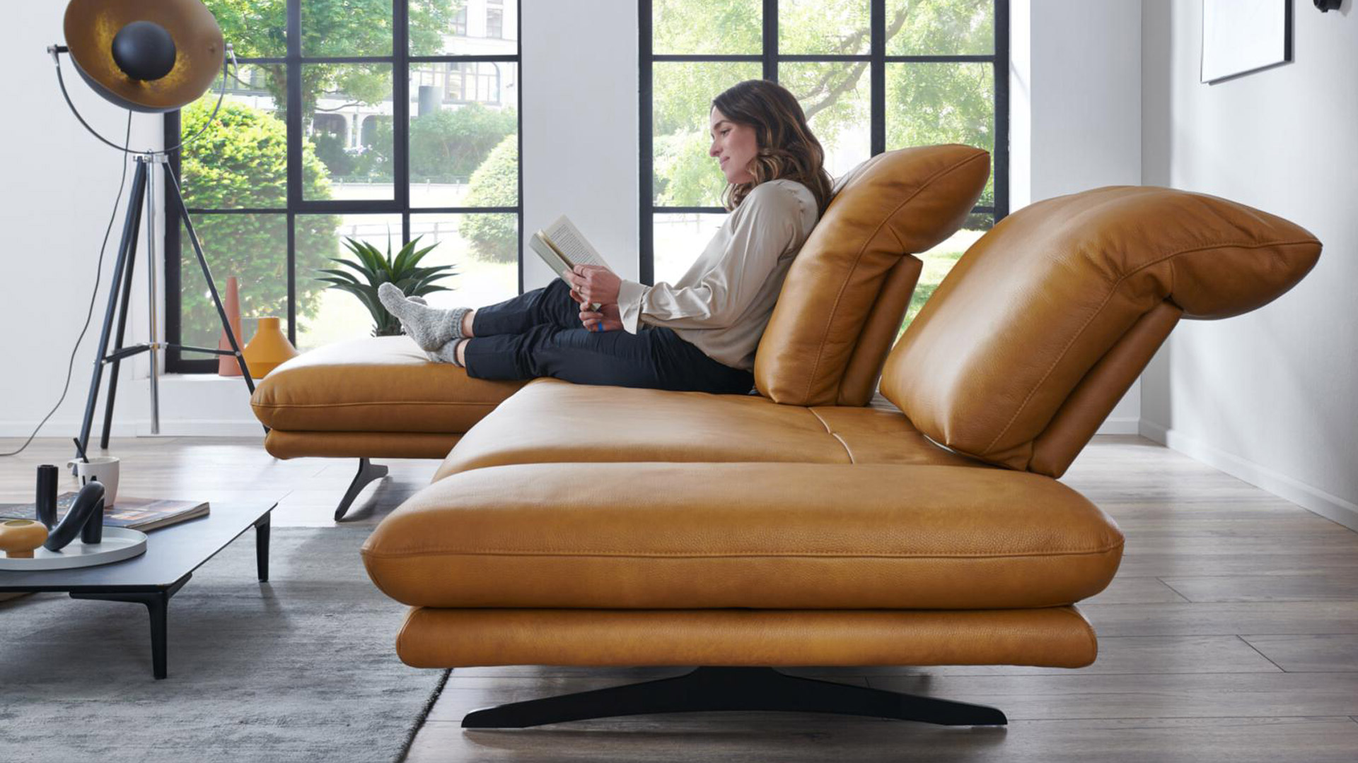W. Schillig Ecksofa Sohoo mit Sitztiefenverstellung in Leder 