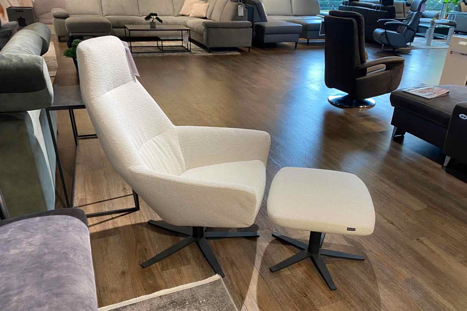 Musterring Match It Sessel mit Hocker in Bouclé