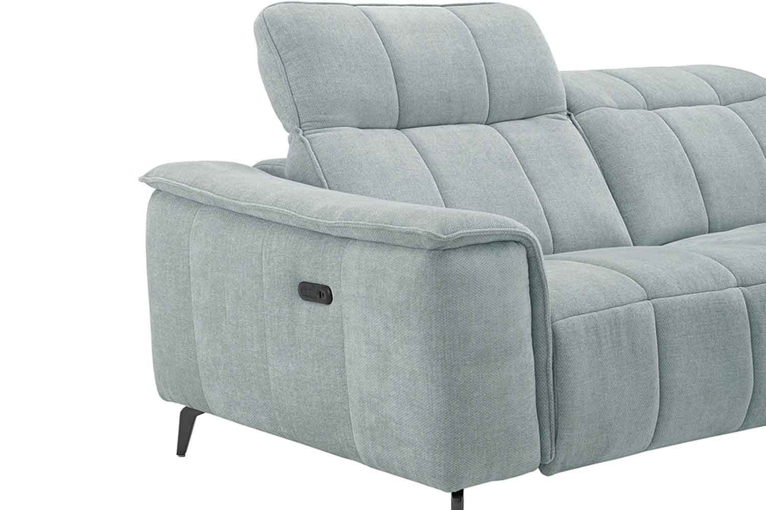 Stoff Ecksofa mit manueller Kopfteilverstellung und Funktion
