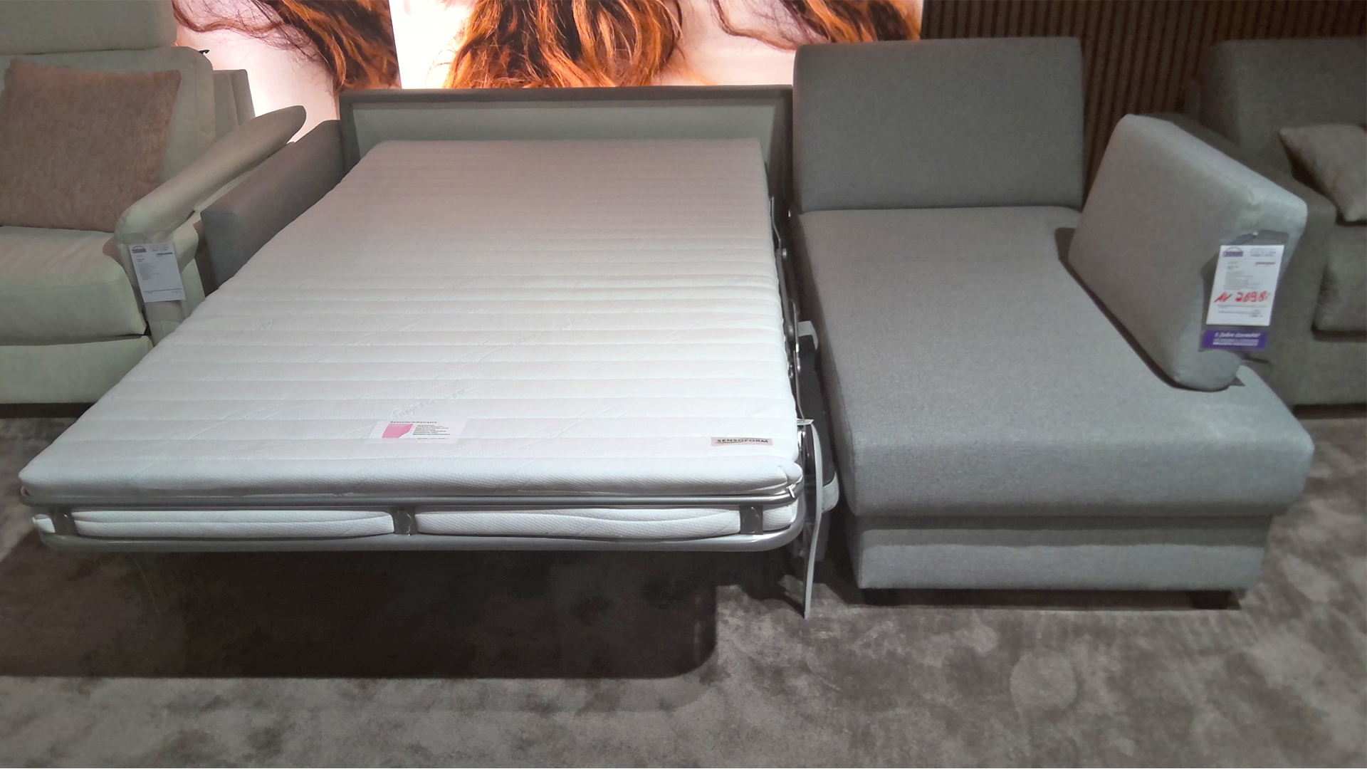 Bali Stoff Ecksofa inkl. Schlaffunktion mit Matratze und Bettkasten -0459020440-44WW-A