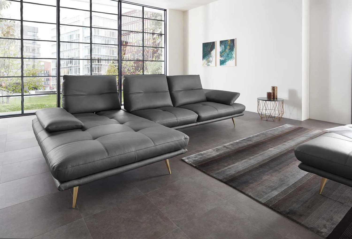Echt Leder Ecksofa Roma inkl. Sitztiefenverstellung