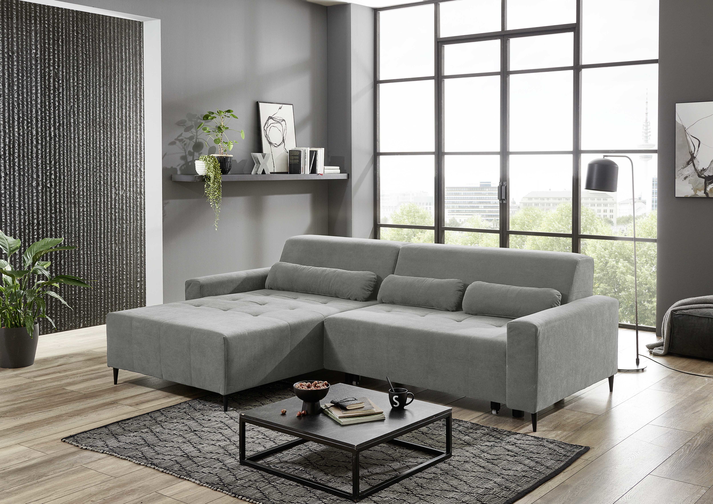 Ecksofa Linz mit motorischer XL-Sitztiefenverstellung in Stoff-0646Linz00WW