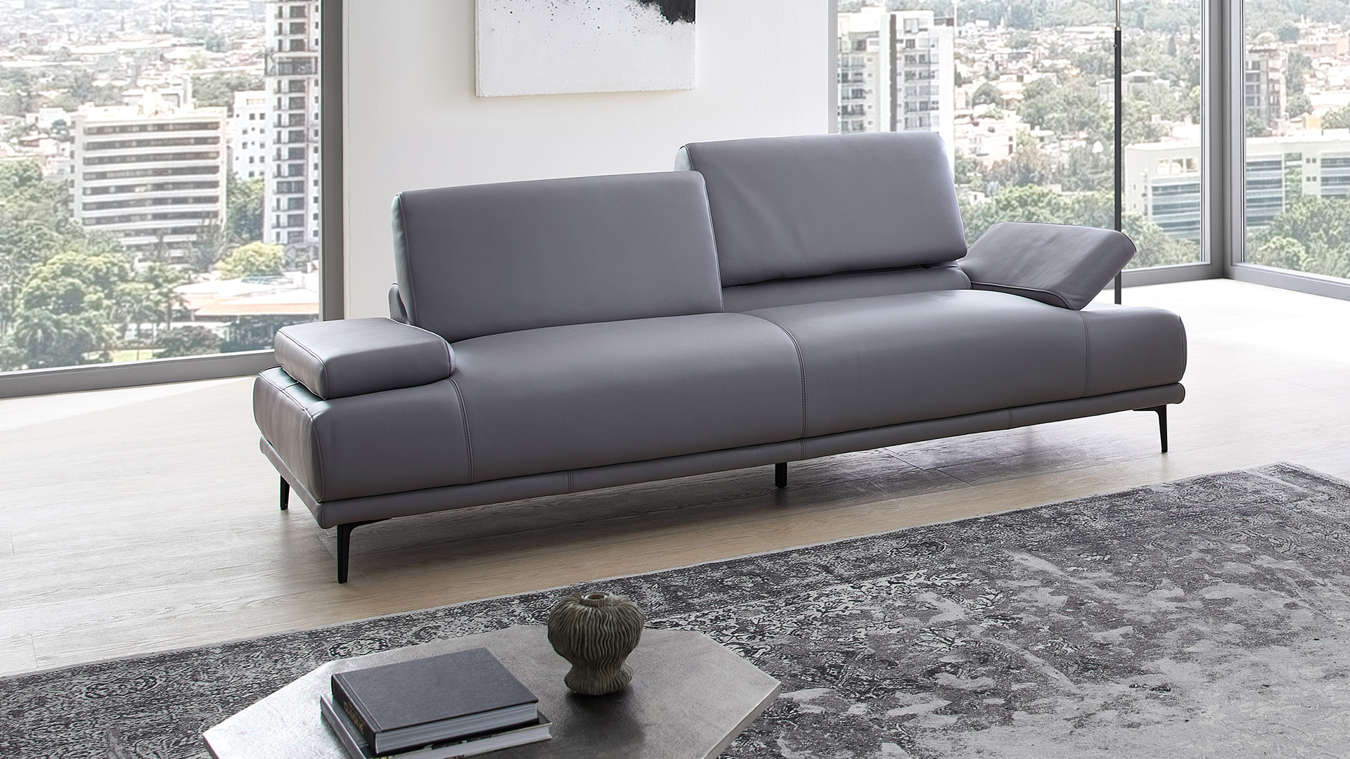 Couchgarnitur inkl. manuellen Funktionen in Leder Couchgarnitur inkl. manuellen Funktionen in Leder-02970271-WW
