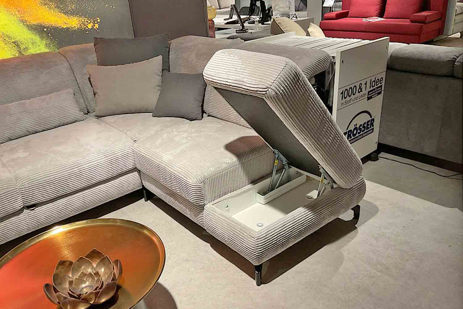 Wohnlandschaft Belfast inkl. vielen Funktionen in Trendstoff Cord 