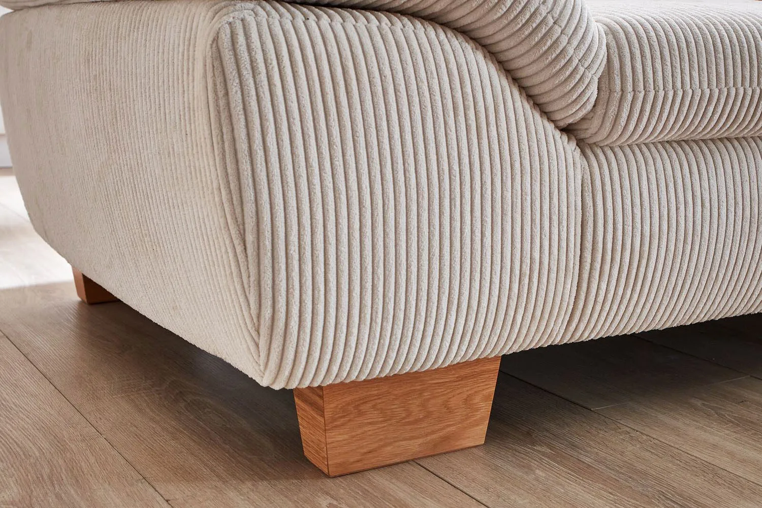 Sofa 2,5-Sitzer in Trendstoff Cord Beige mit Armteilfunktion 