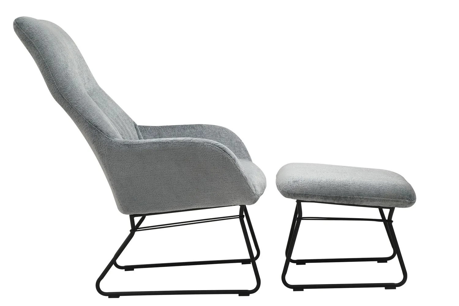 Sessel Diva inkl. Hocker in Stoff Blau