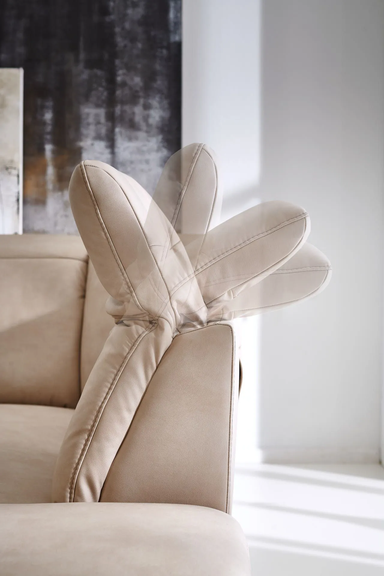 Ecksofa mit Funktionen, Armlehnenfunktion und Kopfteilfunktion Beige links mit Kopfteilfunktion Ecksofa mit Funktionen, Armlehnenfunktion und Kopfteilfunktion Beige links mit Kopfteilfunktion
