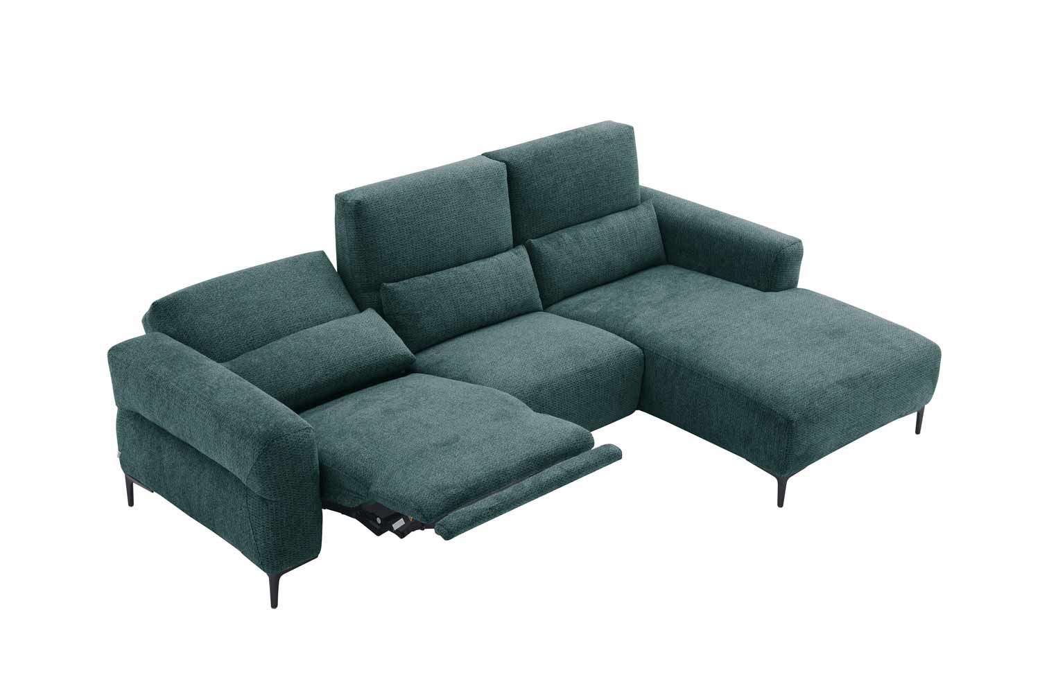 Ecksofa inkl. motorischer Funktion im trendigen Retro Stoff Ecksofa inkl. motorischer Funktion im trendigen Retro Stoff