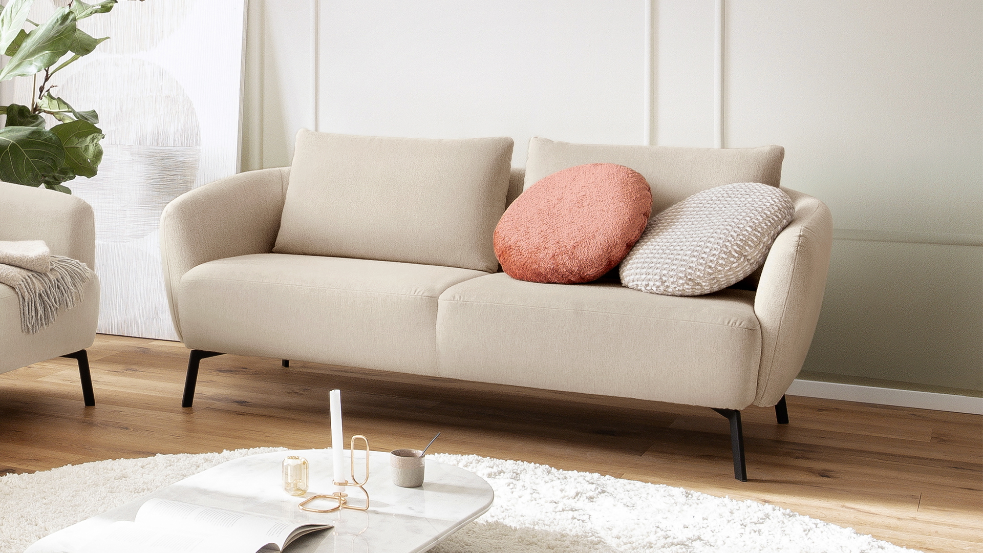 Couchgarnitur Neela mit losen Rückenkissen Stoff Couchgarnitur Neela mit losen Rückenkissen Stoff