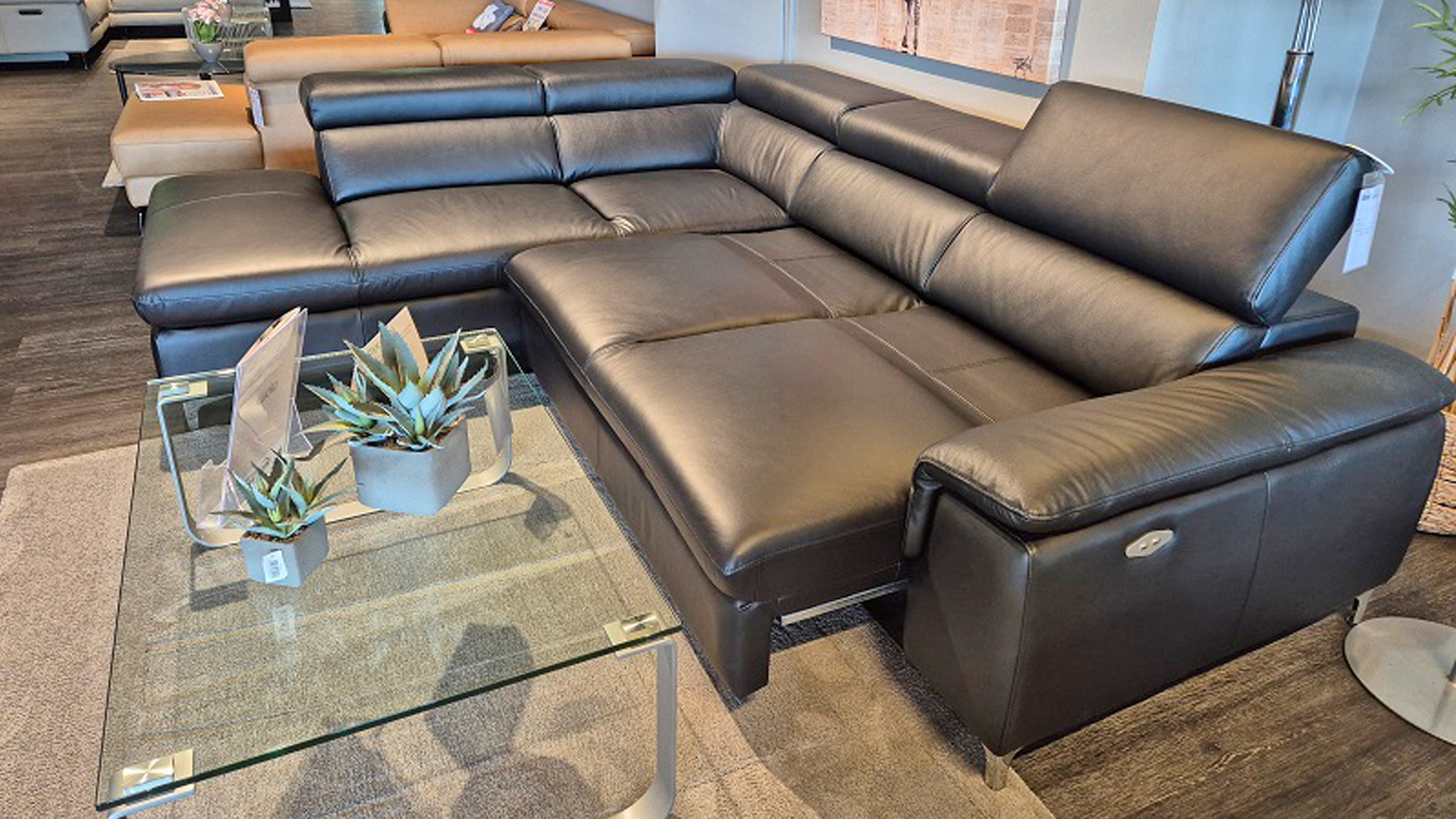 Cuoio Ecksofa mit motorischen Vorziehsitz in Leder -0597018203-07WW-A