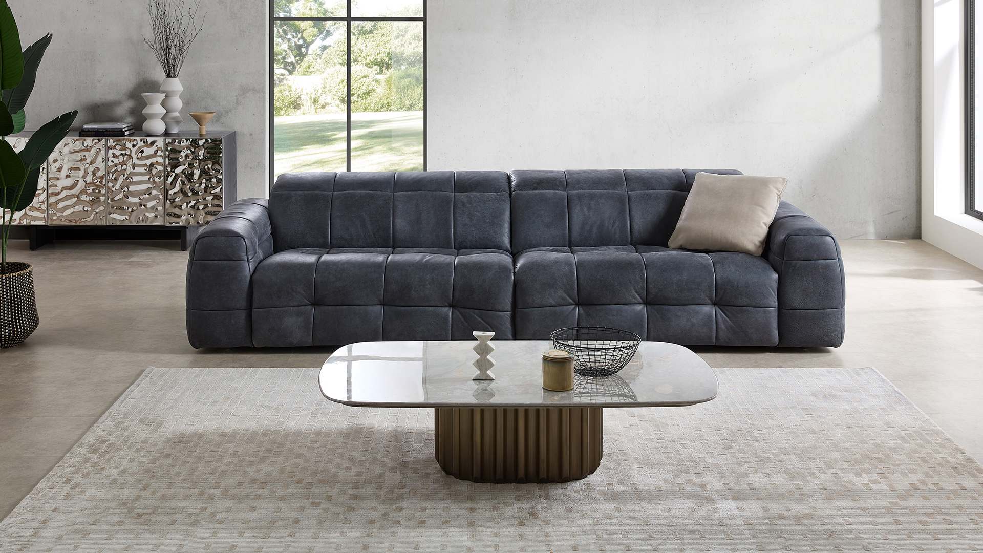 CAMPO DE´FIORI Designer Sofa Maxime mit Kopfteilverstellung in Leder CAMPO DE´FIORI Designer Sofa Maxime mit Kopfteilverstellung in Leder