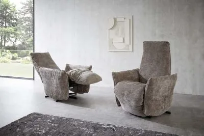 Relaxsessel elektrisch in Stoff Taupe Größe: M