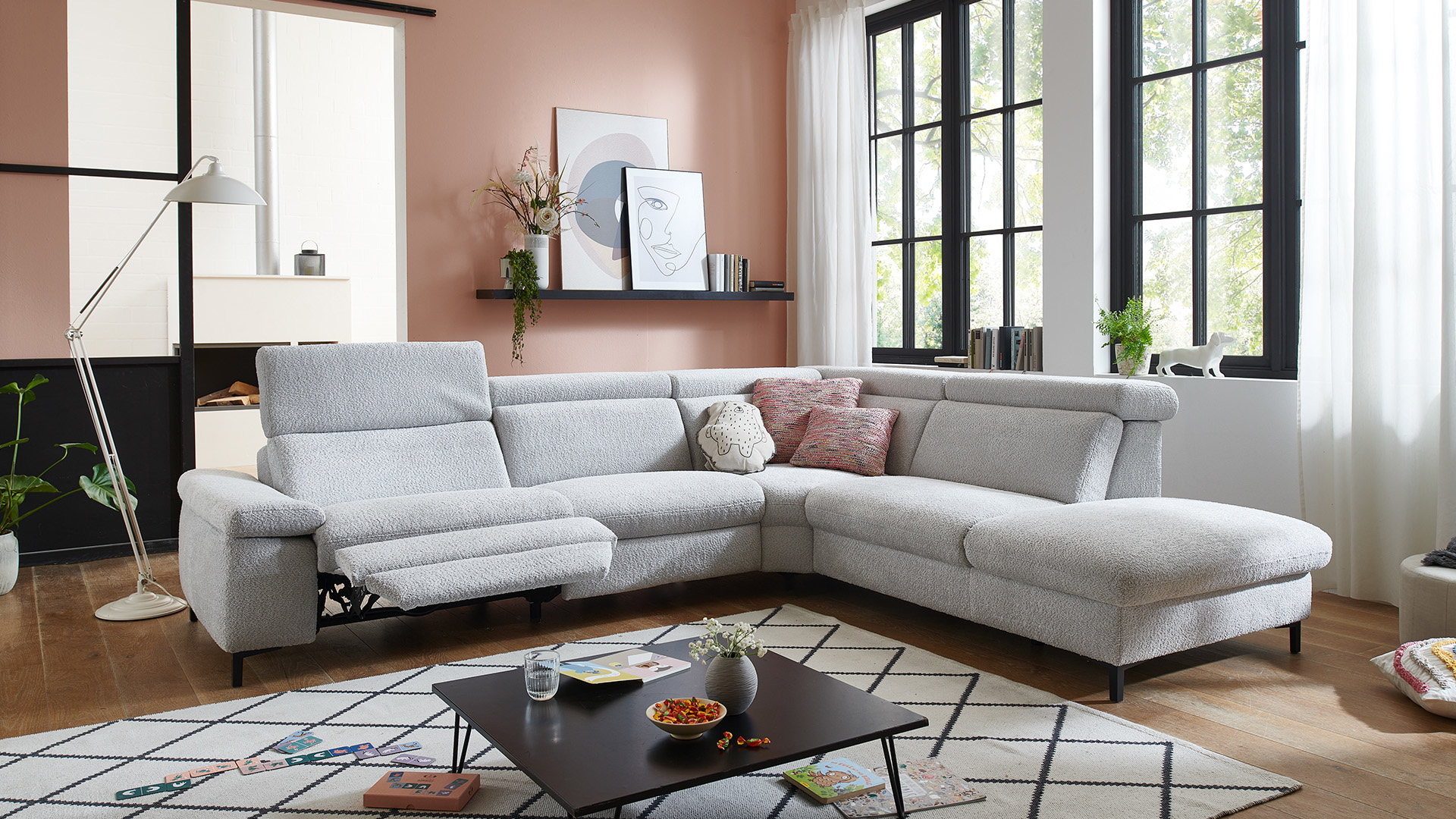 Modulmaster Ecksofa Stoff L-Form Federkern Silver Modulmaster Ecksofa Stoff L-Form Federkern Silver-01260301WW
