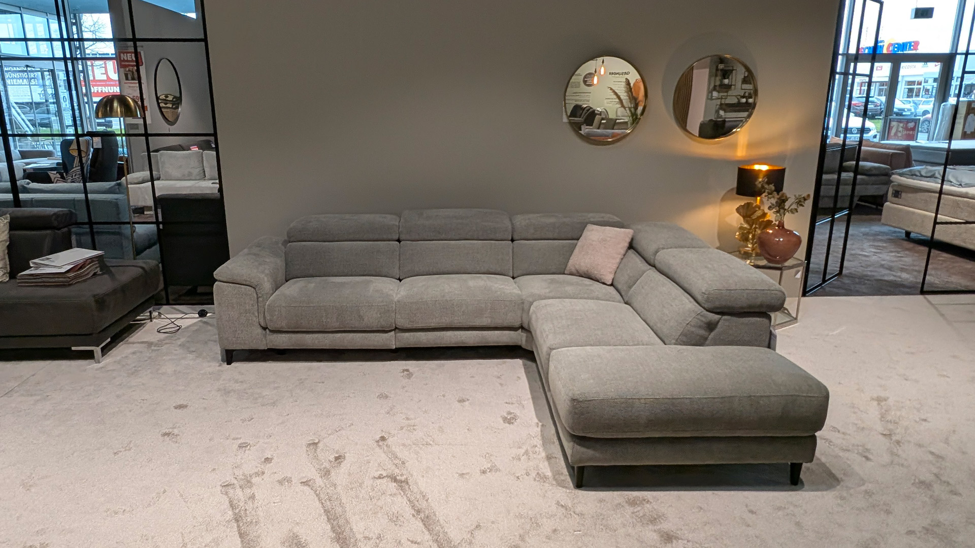 Cuoio Stoff Ecksofa inkl. motorischer Relaxfunktion
