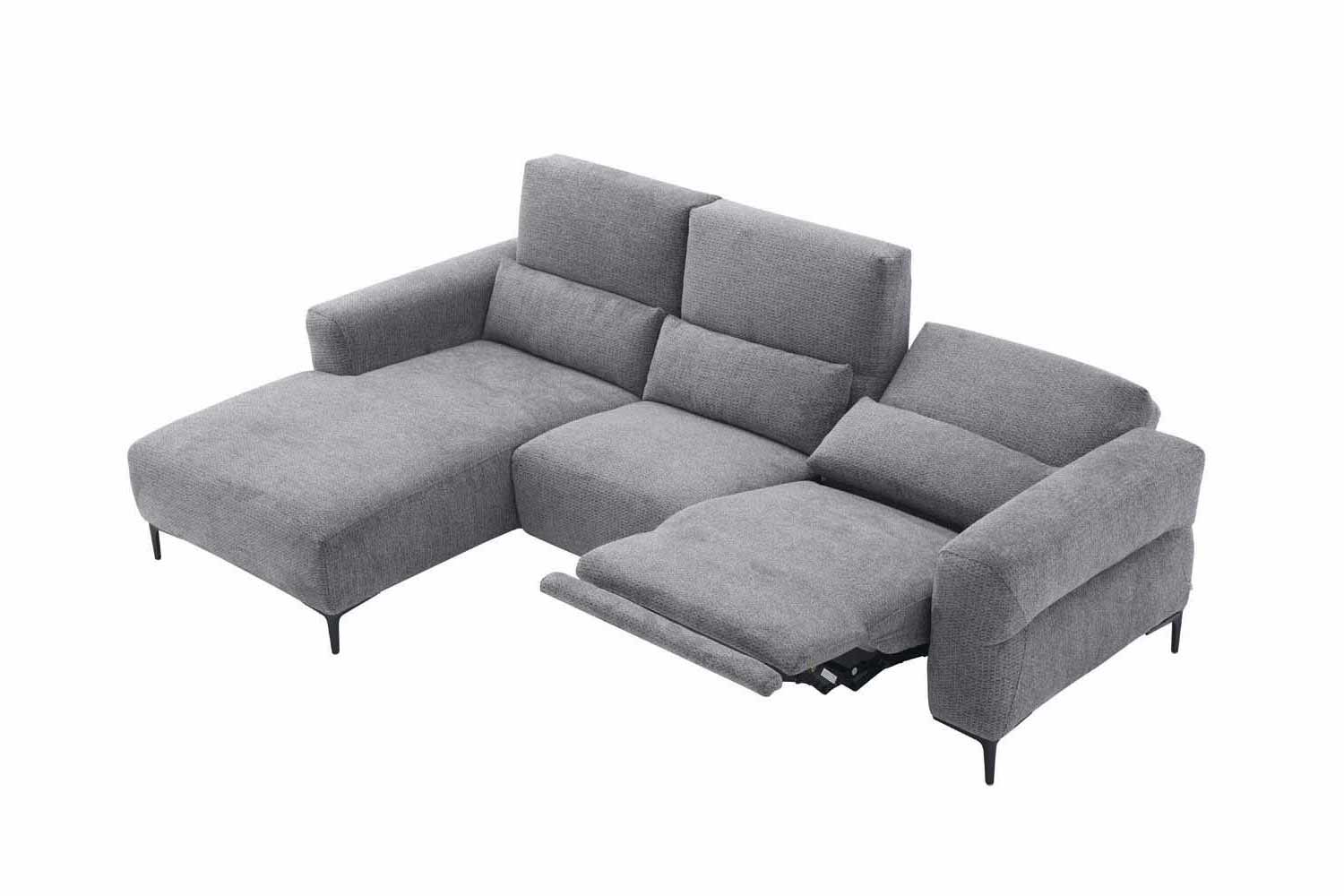 Ecksofa inkl. motorischer Funktion im trendigen Retro Stoff 