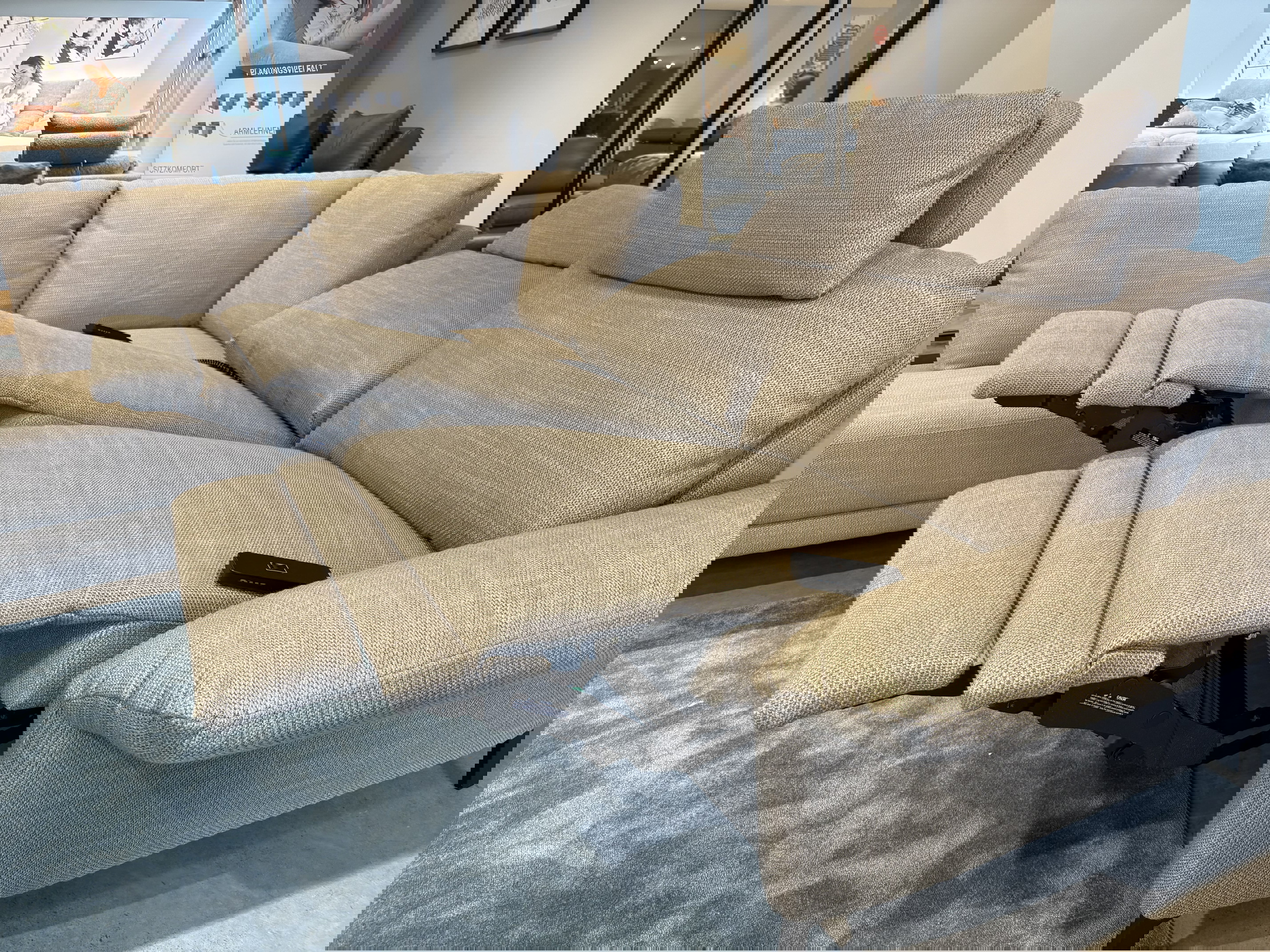 Carina Ecksofa inkl. vielen Funktionen mit Hocker und Relaxsessel in Stoff-0237021800-04-0237020900-39WW-A