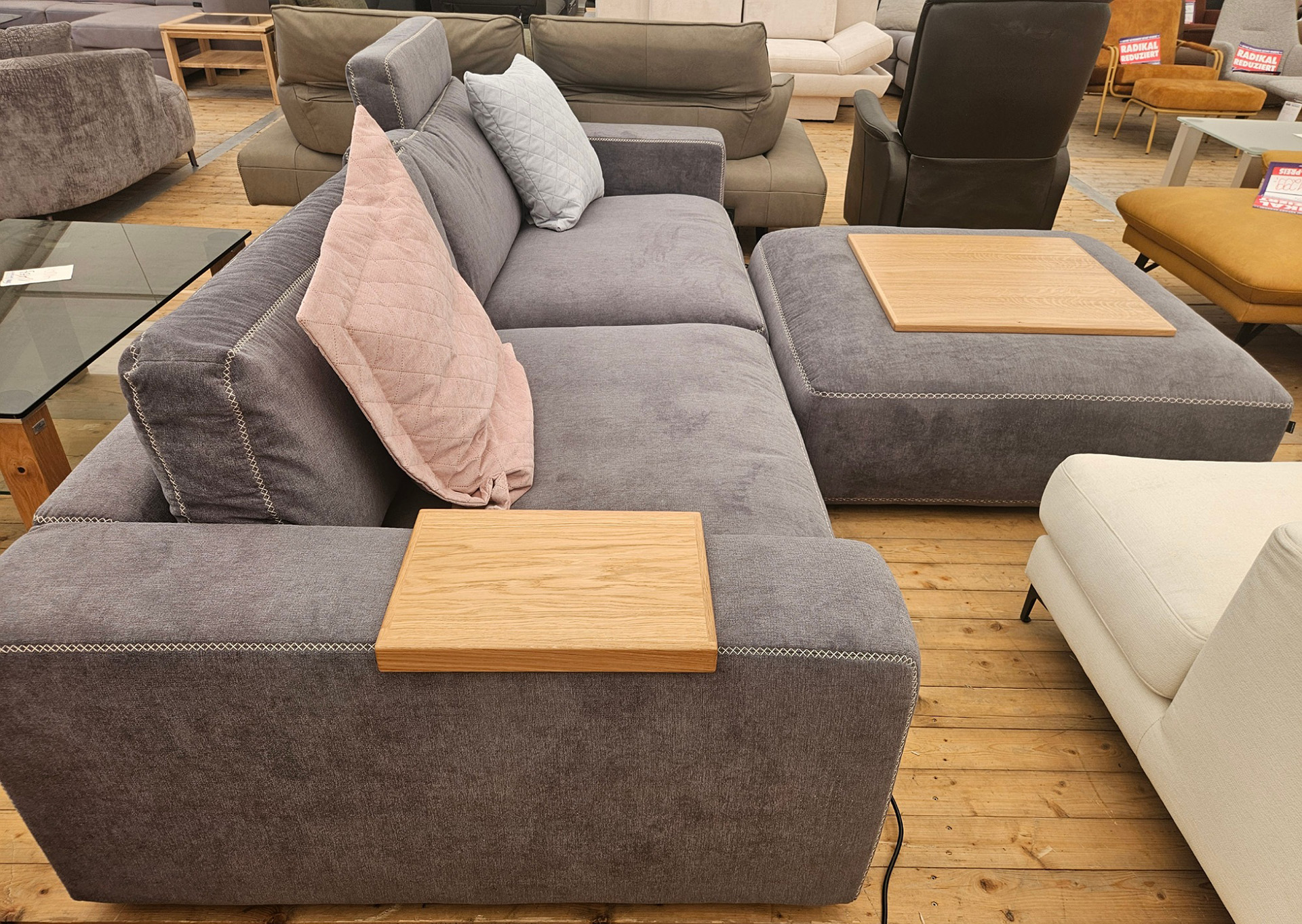 Gallery M Big Sofa Lucia mit Hocker in Stoff -0318006712-34WW-A