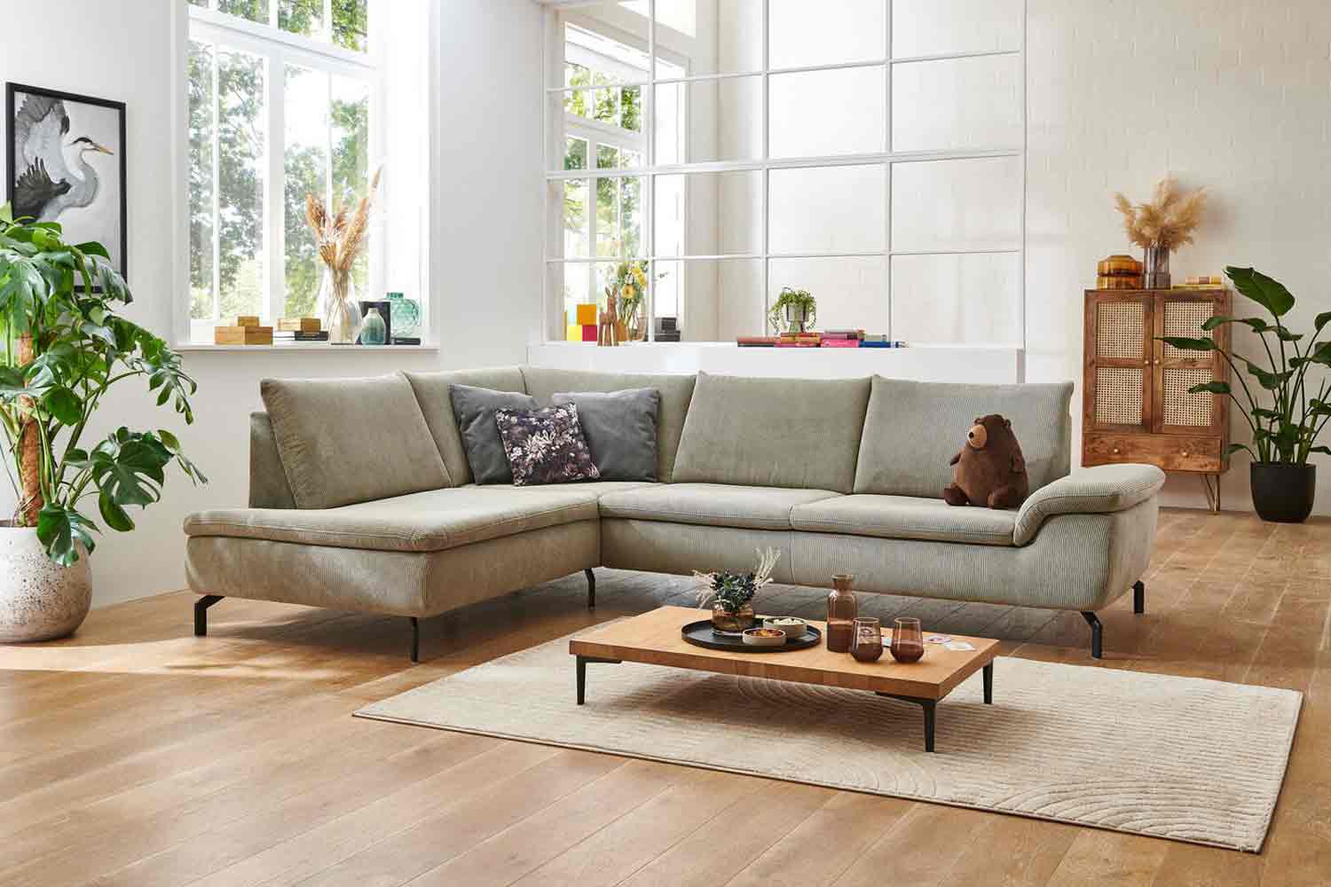 Modulmaster Ecksofa inkl. Sitztiefenverstellung in Trendstoff Cord-0126031000-15WW-A