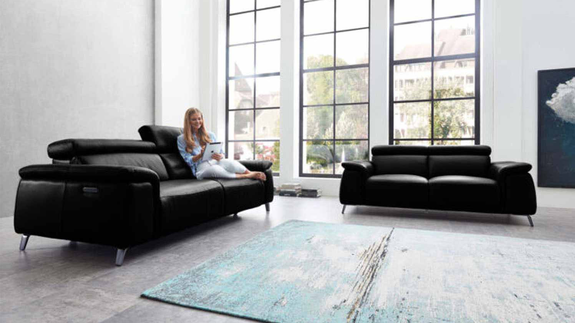 Echt Leder Couchgarnitur Firenze mit motorischer Relaxfunktion-05970320WW