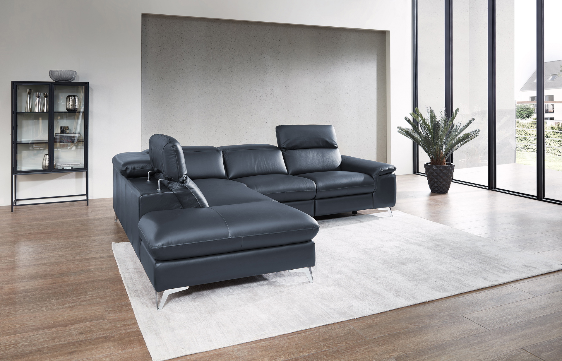 Ecksofa Seahawk mit manueller Kopfteilverstellung in Leder 