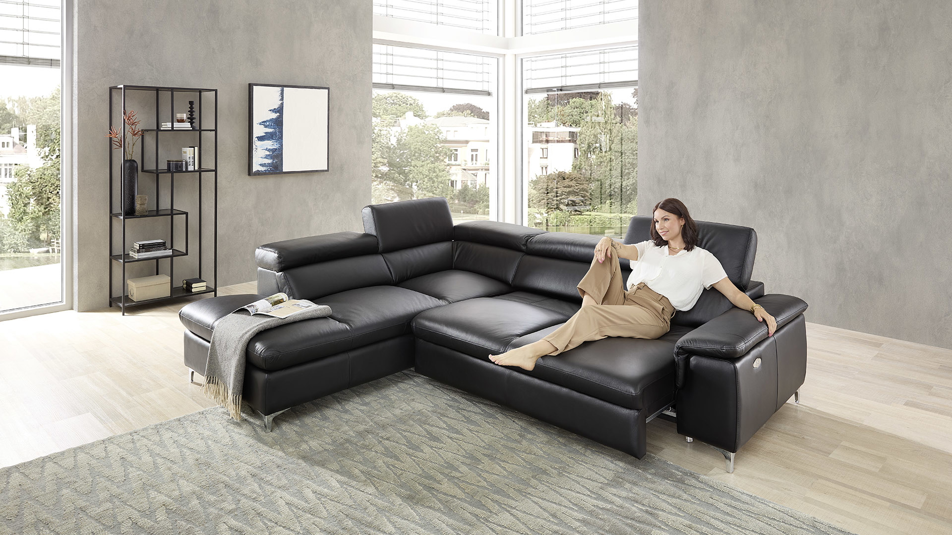 Echt Leder Ecksofa Bastia inkl. Vorziehsitz links Echt Leder Ecksofa Bastia inkl. Vorziehsitz links