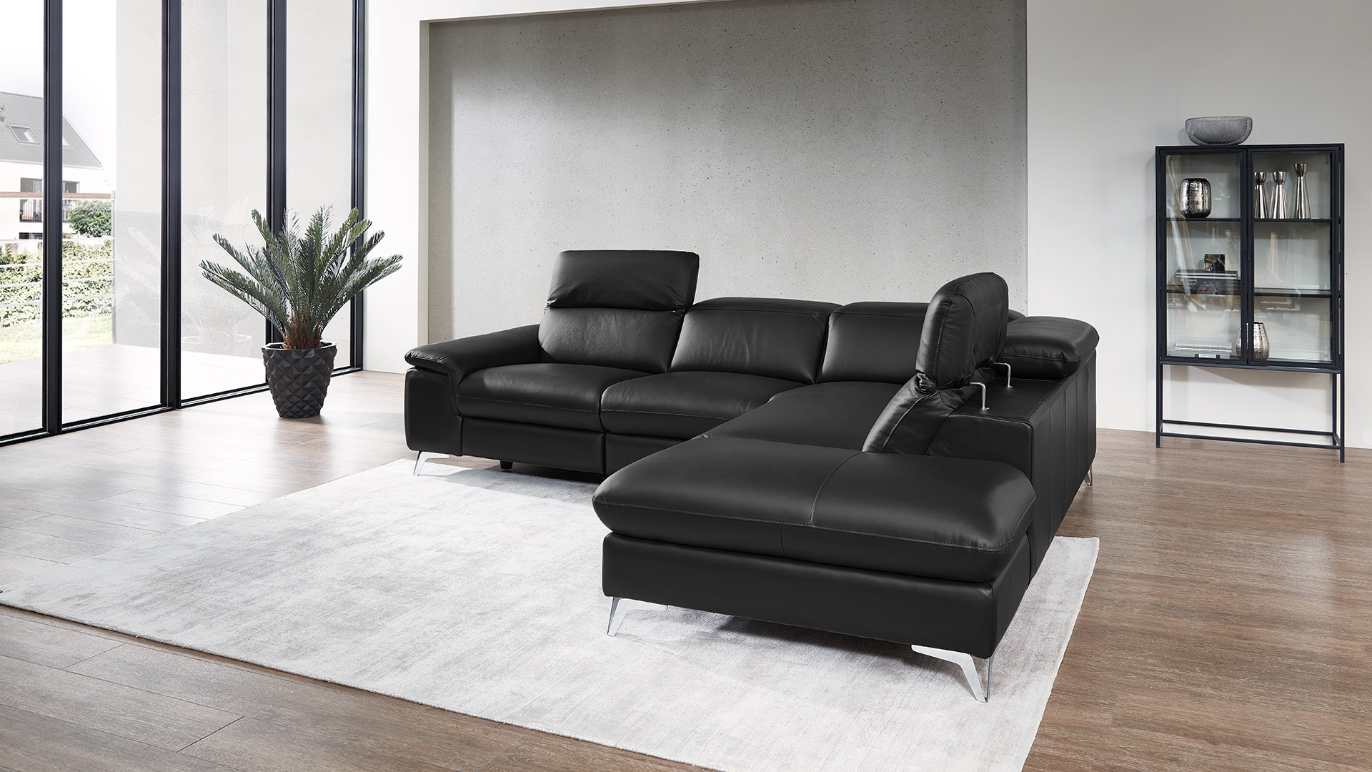 Ecksofa Seahawk mit manueller Kopfteilverstellung in Leder -05970213-WW