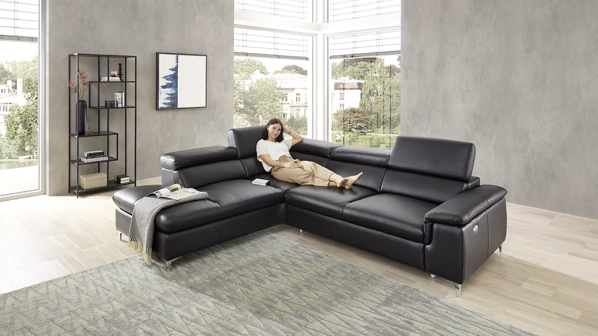 Echt Leder Ecksofa Bastia inkl. Vorziehsitz links Echt Leder Ecksofa Bastia inkl. Vorziehsitz links