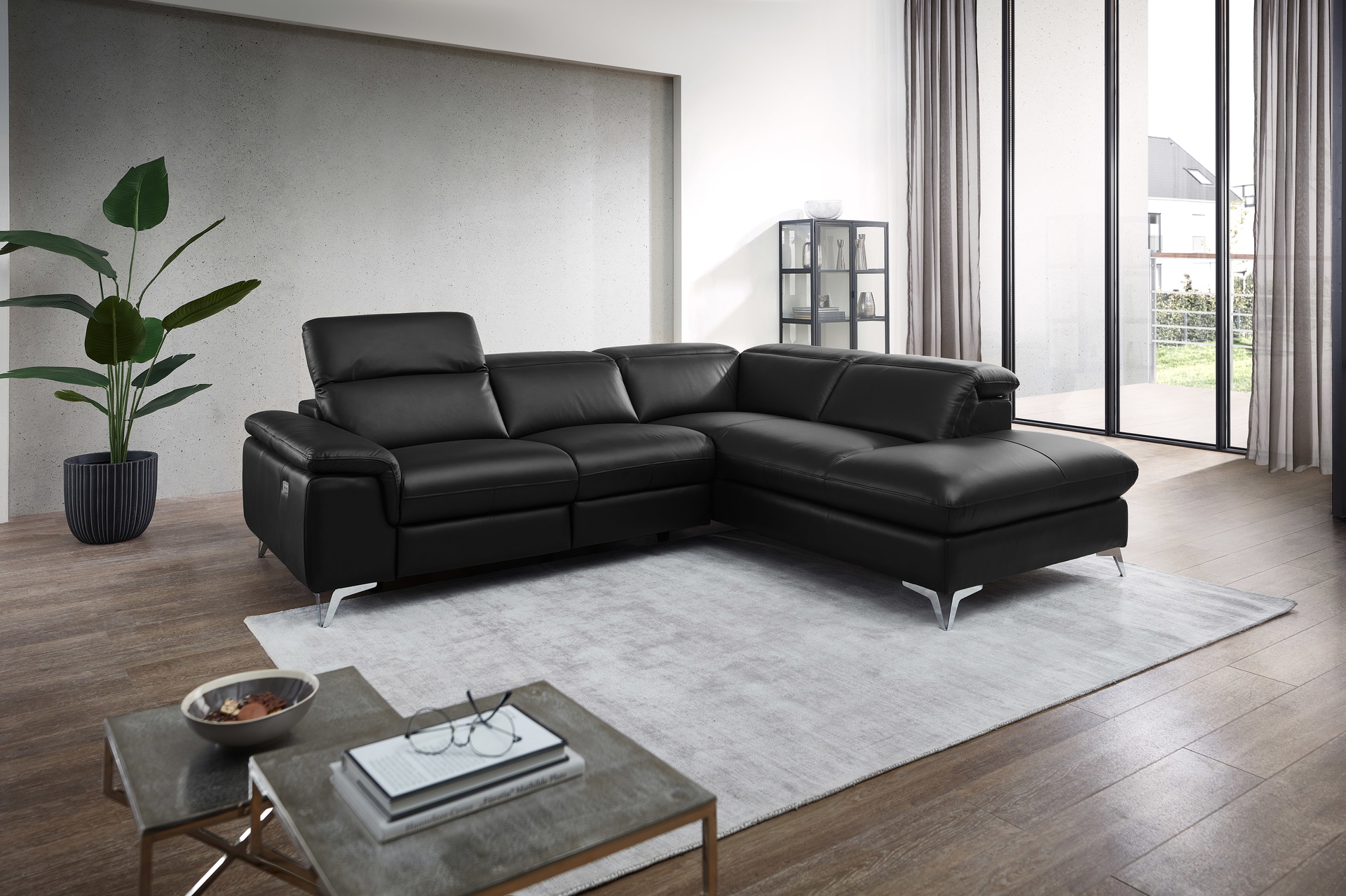 Ecksofa Seahawk mit manueller Kopfteilverstellung in Leder 