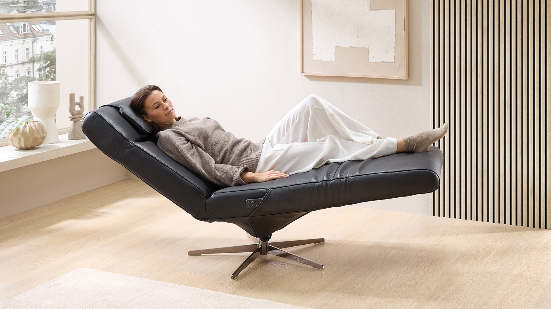 Cuoio Liege Positano mit 3-motorischer Relaxfunktion in Leder