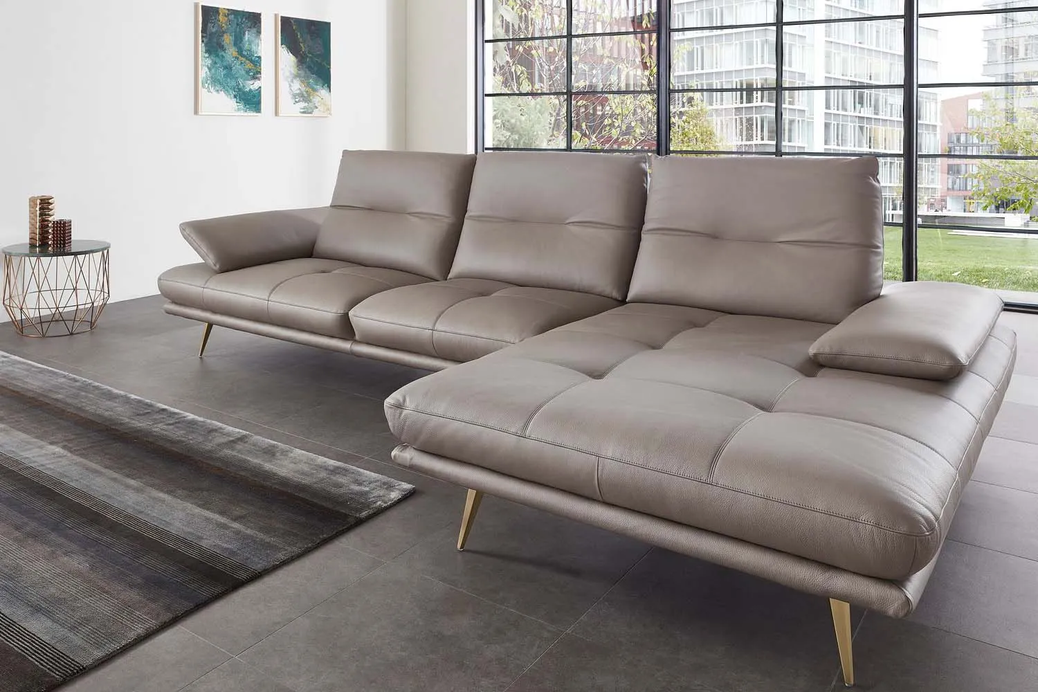 Echt Leder Ecksofa Roma inkl. Sitztiefenverstellung