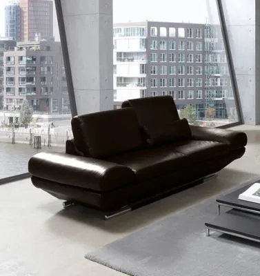 Leder Couchgarnitur Hemingway Plus mit Funktionen Dunkelbraun 2 Sitzer 