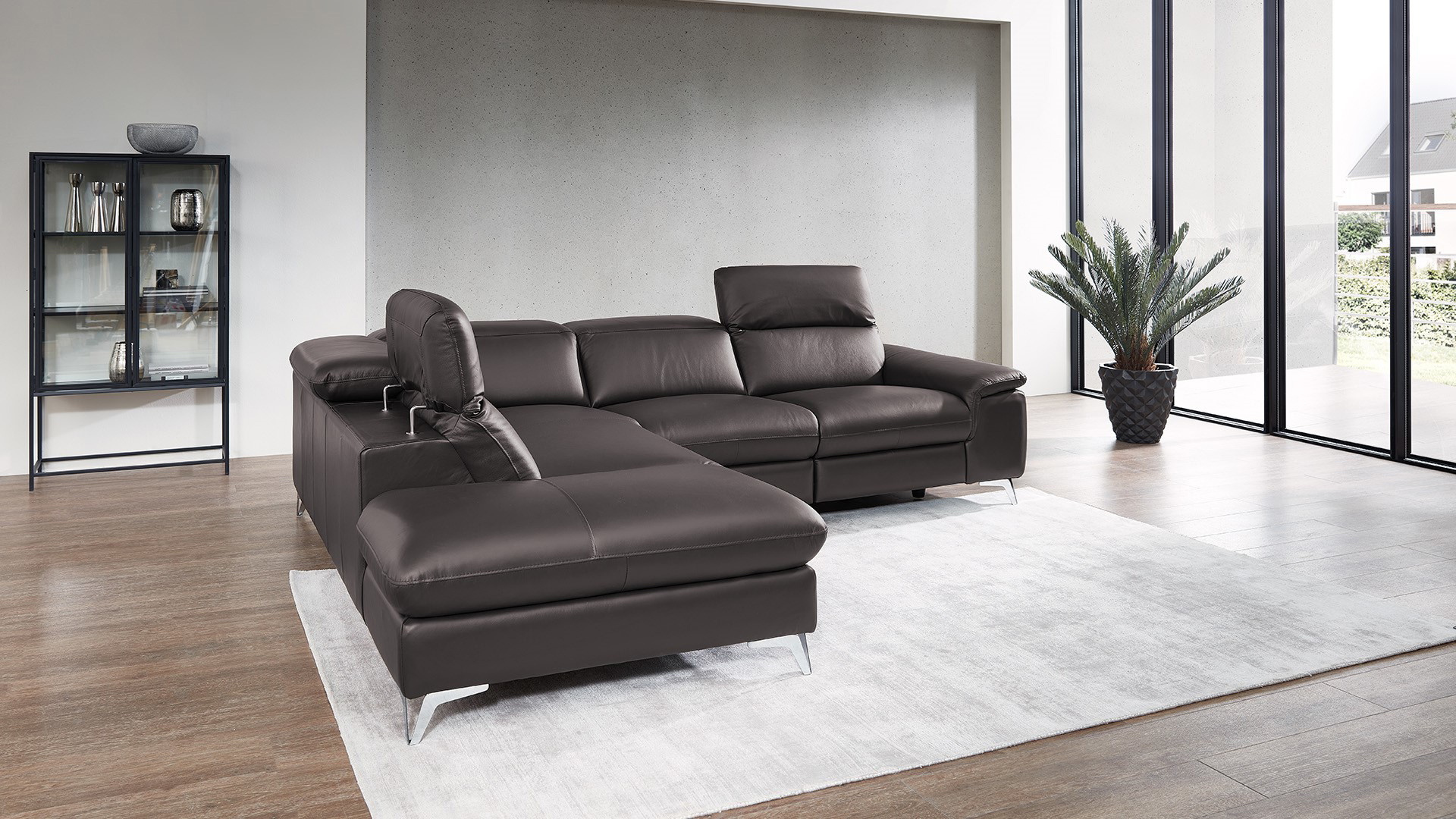 Ecksofa Seahawk mit manueller Kopfteilverstellung in Leder -05970213-WW.18