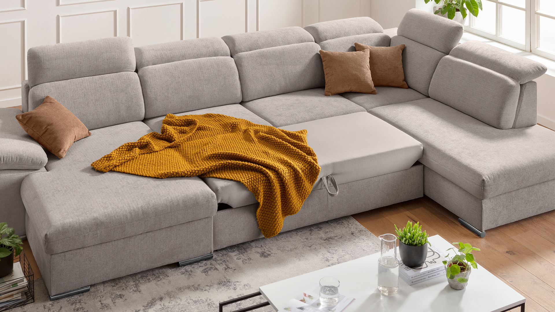 Wohnlandschaft Alabama mit Kopfteilverstellung in Stoff Wohnlandschaft Alabama mit Kopfteilverstellung in Stoff