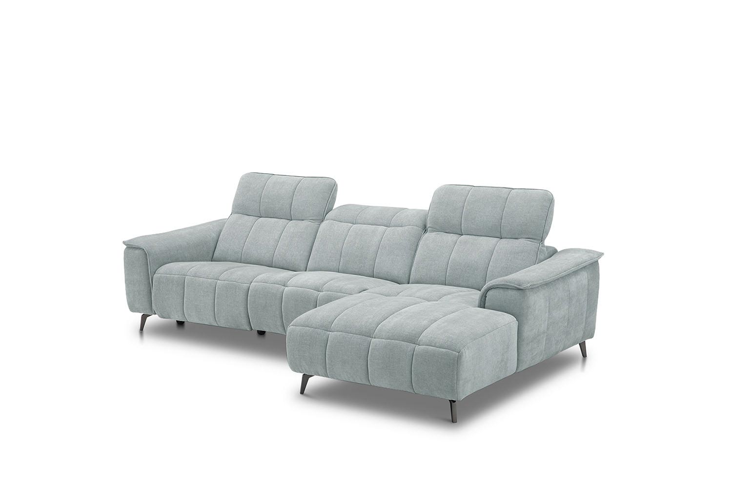 Stoff Ecksofa mit manueller Kopfteilverstellung und Funktion