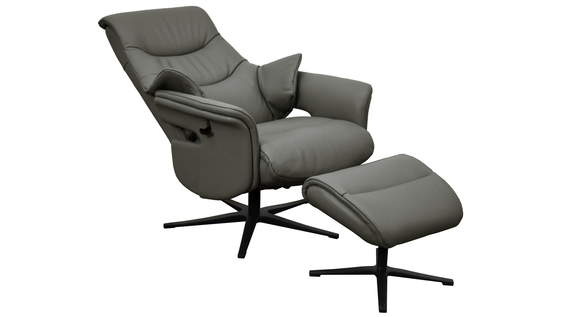 Relaxsessel Agent Grey mit manueller Funktion und Sitzhöhenverstellung in Leder-Lederlook-0979004600WW