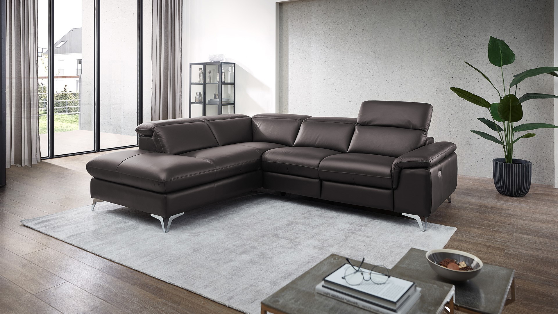 Ecksofa Seahawk mit manueller Kopfteilverstellung in Leder -05970213-WW.18