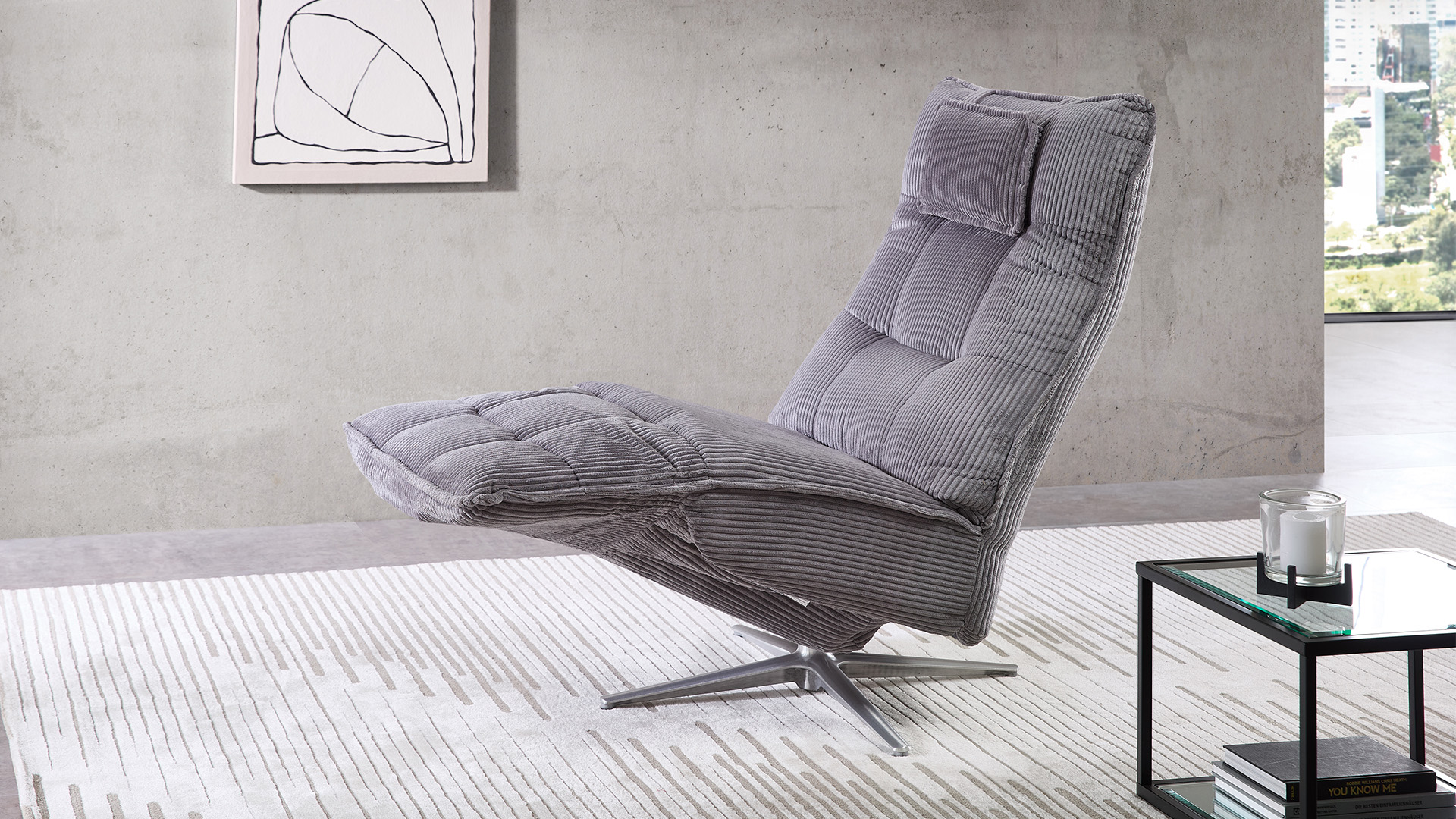 Relaxsessel Touchdown mit 2-motorischer Relaxfunktion in Trendstoff Cord Relaxsessel Touchdown mit 2-motorischer Relaxfunktion in Trendstoff Cord