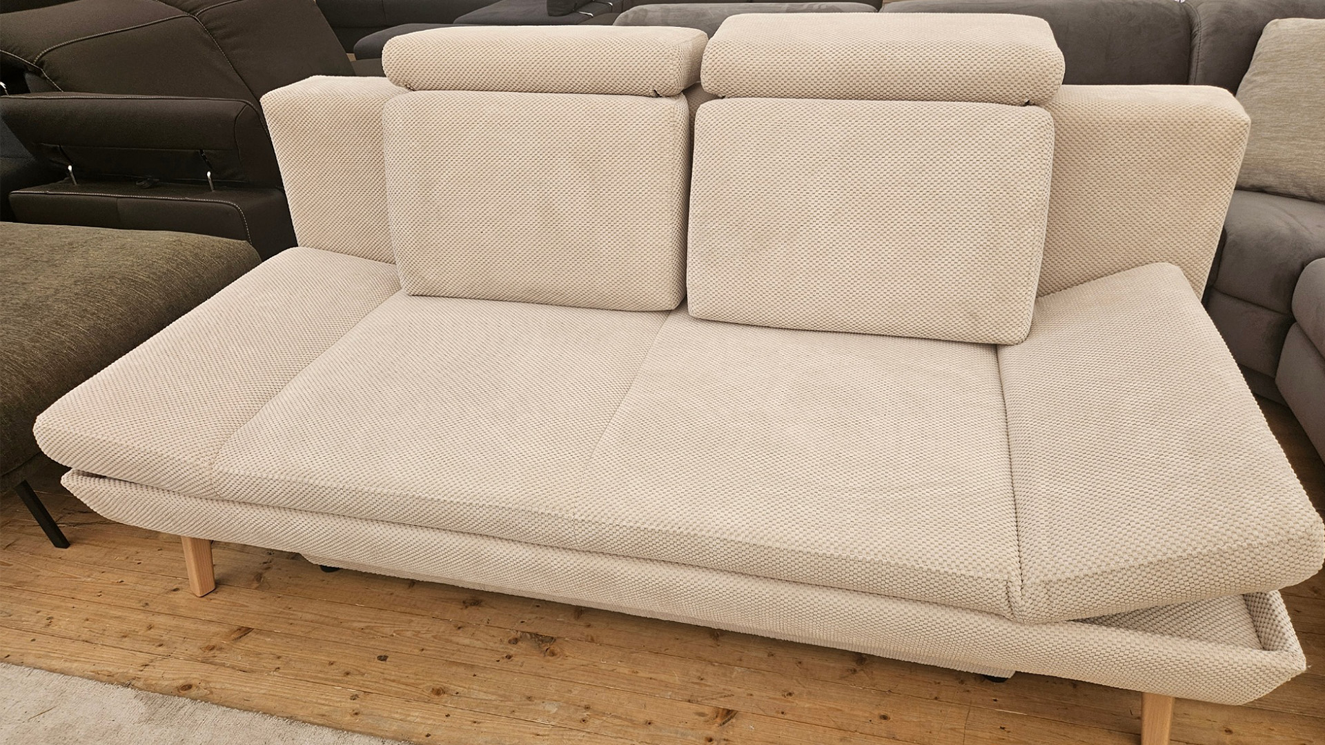 Schlafsofa mit Stauraum und Kopfteilverstellung in Stoff - 0784030008-34WW-A
