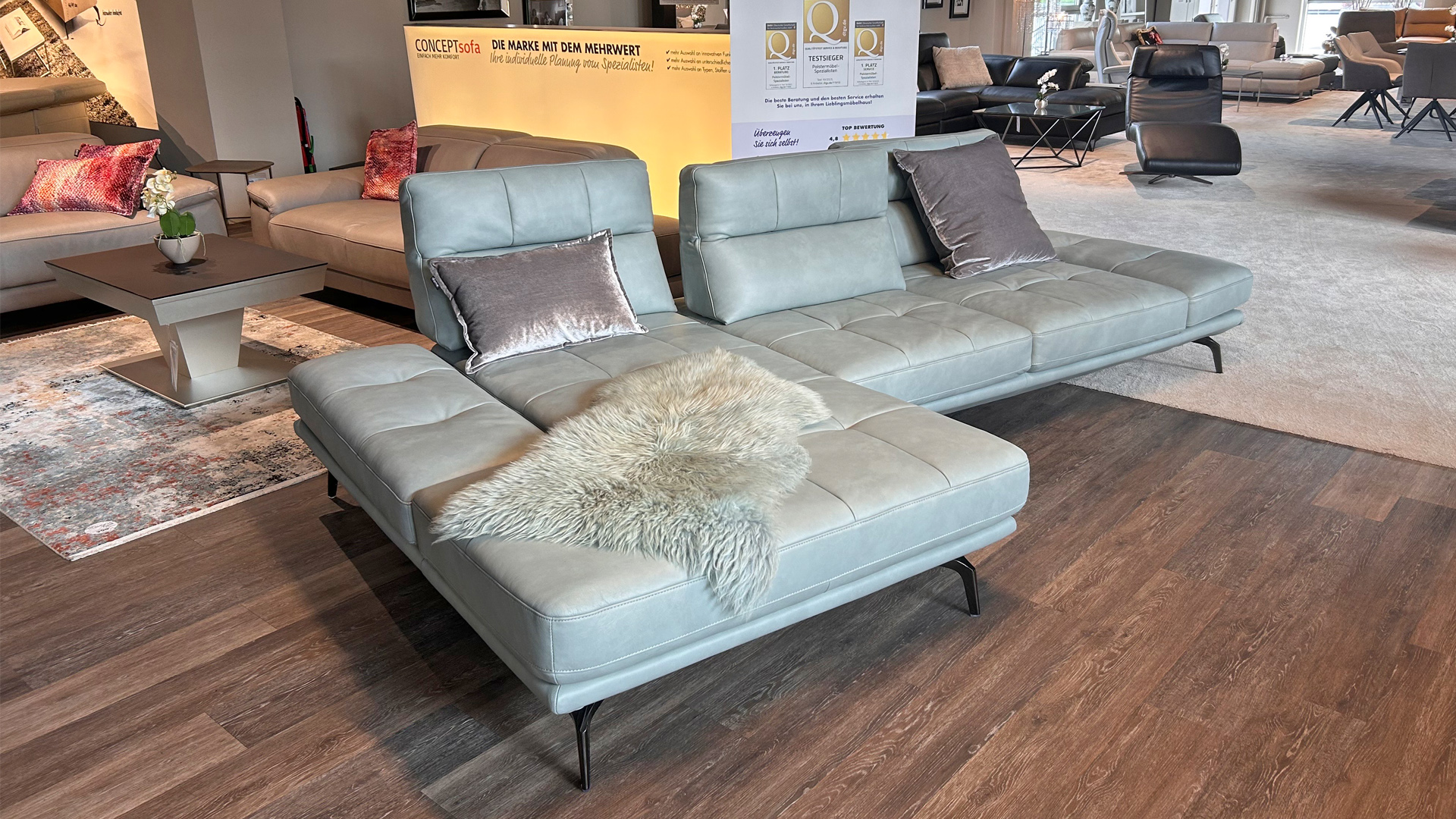 Cuoio Ecksofa in Leder mit manueller Sitztiefenverstellung -0597101900-35WW-A