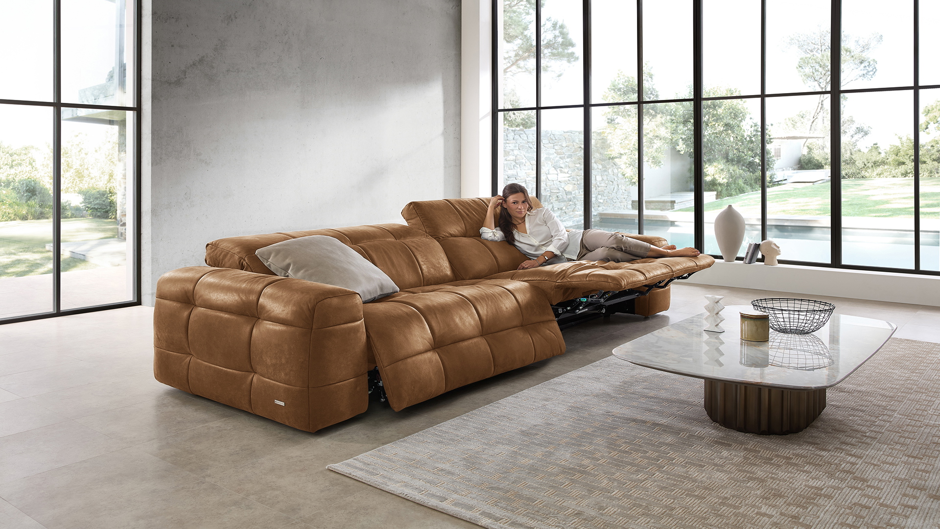 CAMPO DE´FIORI Designer Sofa Maxime mit Kopfteilverstellung in Leder CAMPO DE´FIORI Designer Sofa Maxime mit Kopfteilverstellung in Leder-05960131WW