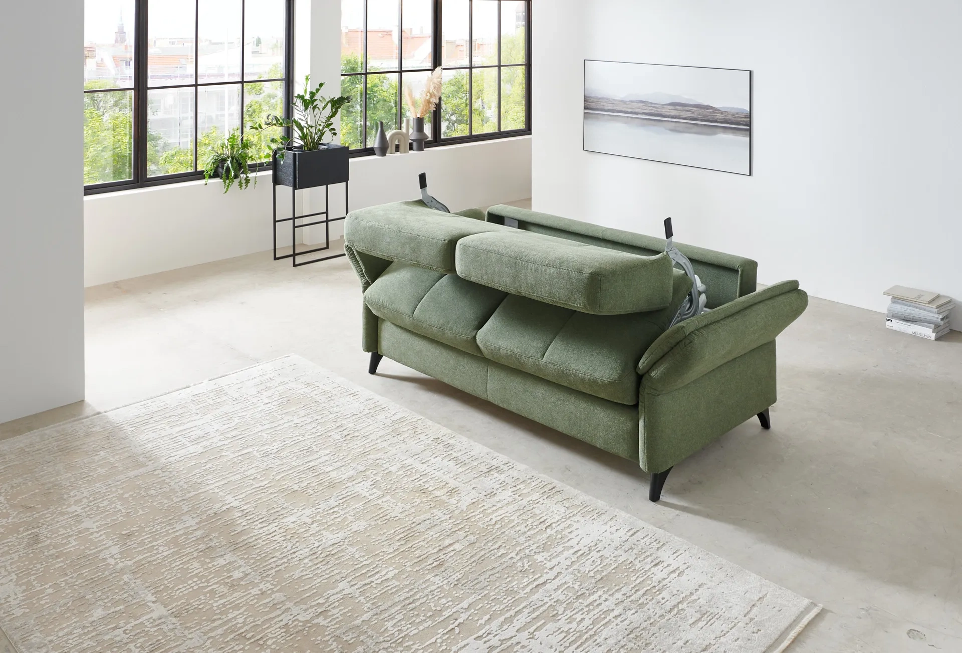 Schlafsofa in Stoff mit Vollschaummatratze Grün 