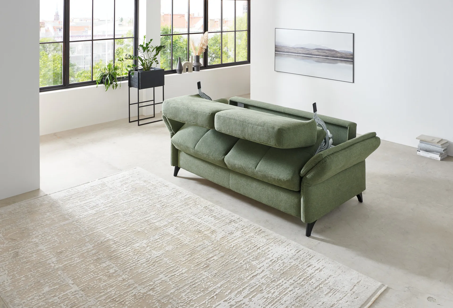 Schlafsofa in Stoff mit Vollschaummatratze Grün 