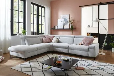 Ecksofa in Stoff L-Form mit Federkern