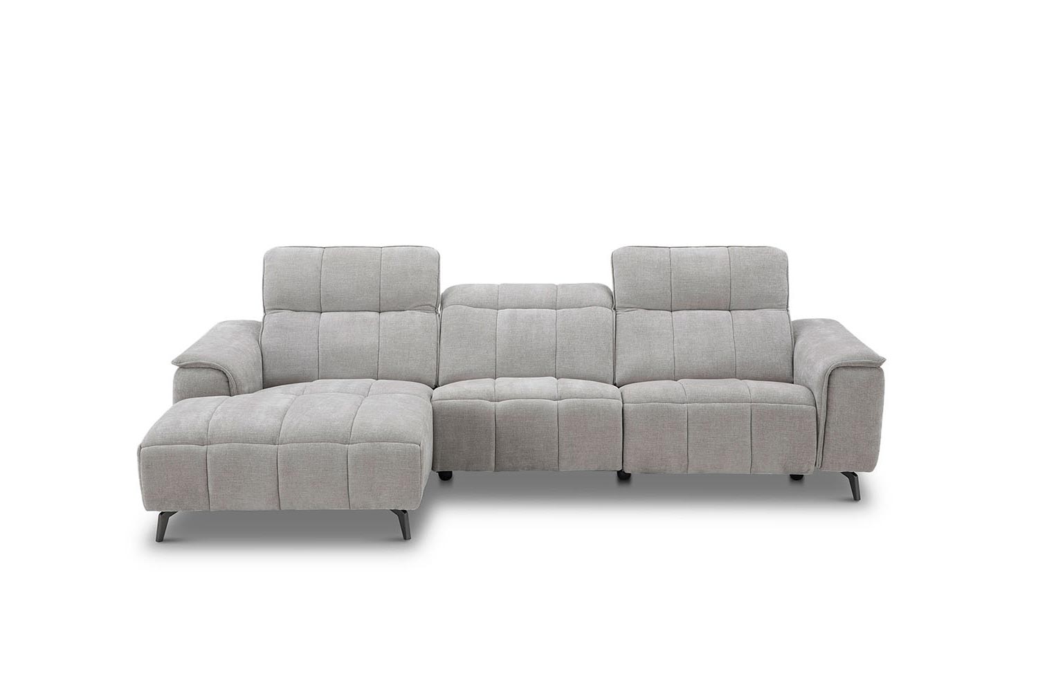 Stoff Ecksofa mit manueller Kopfteilverstellung und Funktion