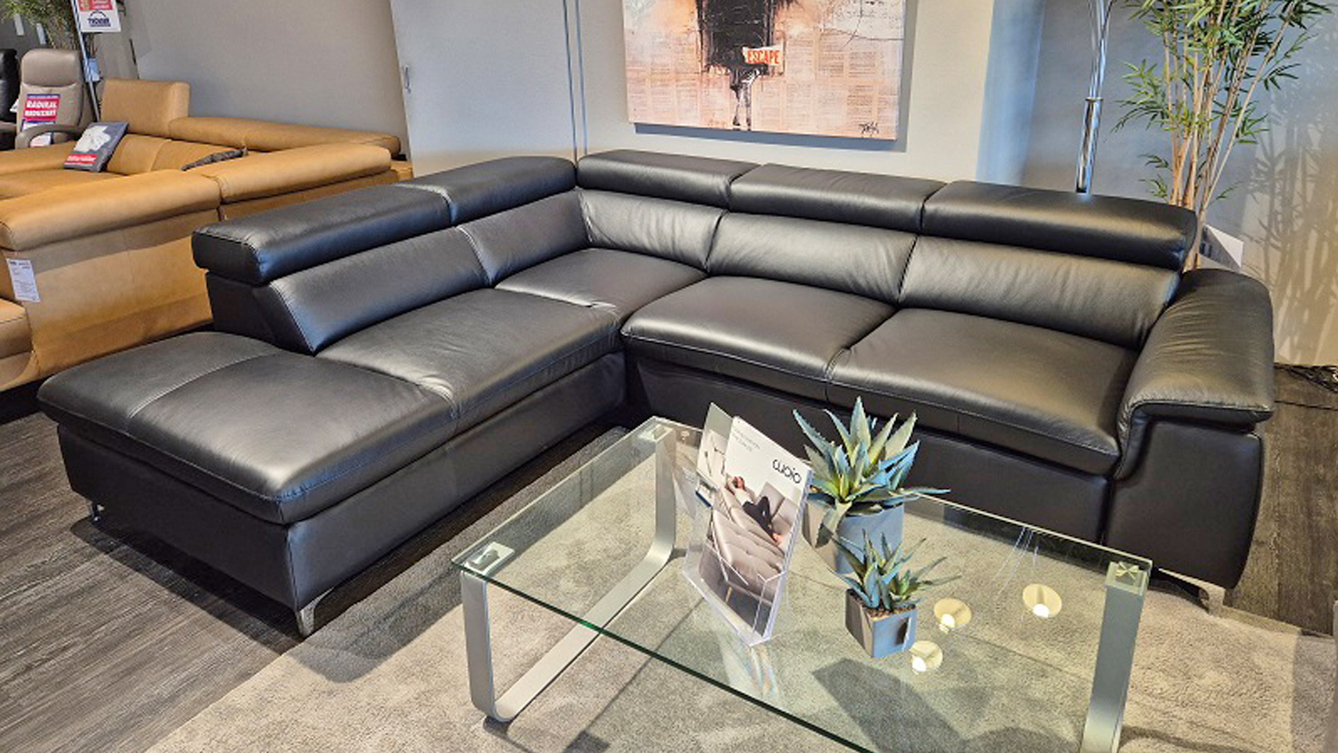 Cuoio Ecksofa mit motorischen Vorziehsitz in Leder -0597018203-07WW-A