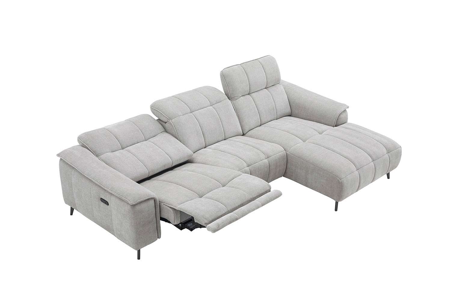 Stoff Ecksofa mit manueller Kopfteilverstellung und Funktion