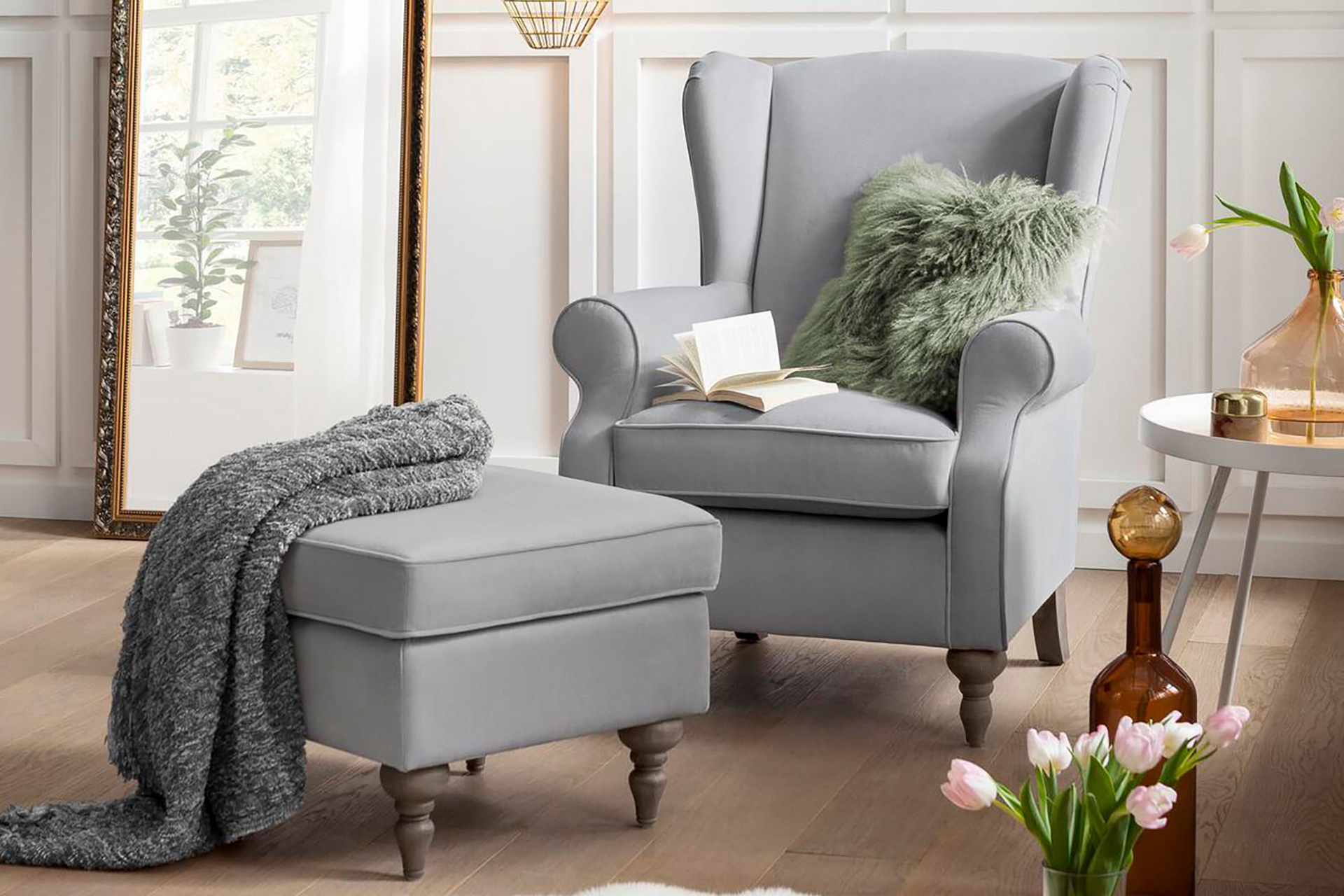 Ohrensessel Lodge mit Hocker