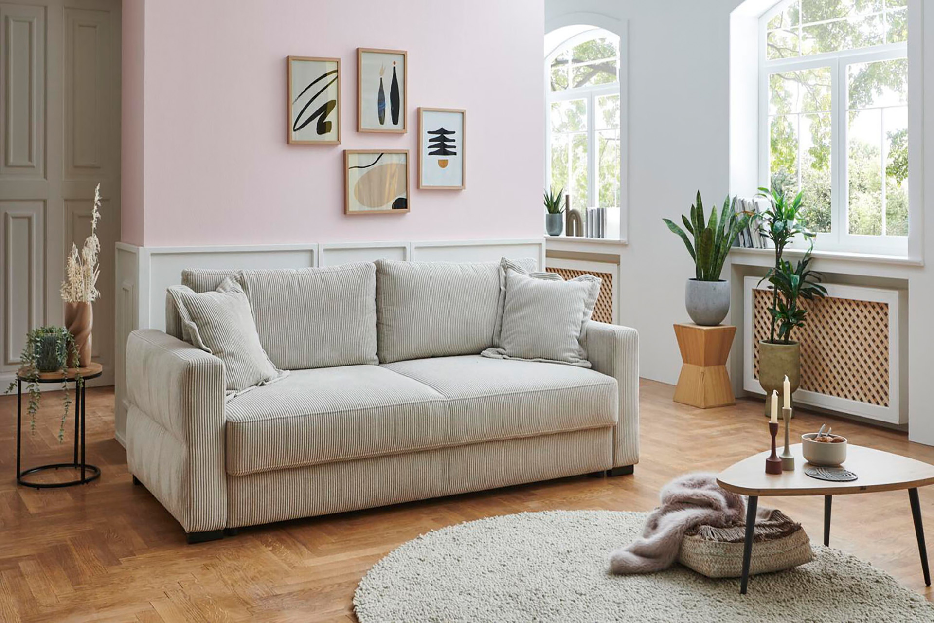 Schlafsofa inkl. Bettkasten in Cordstoff